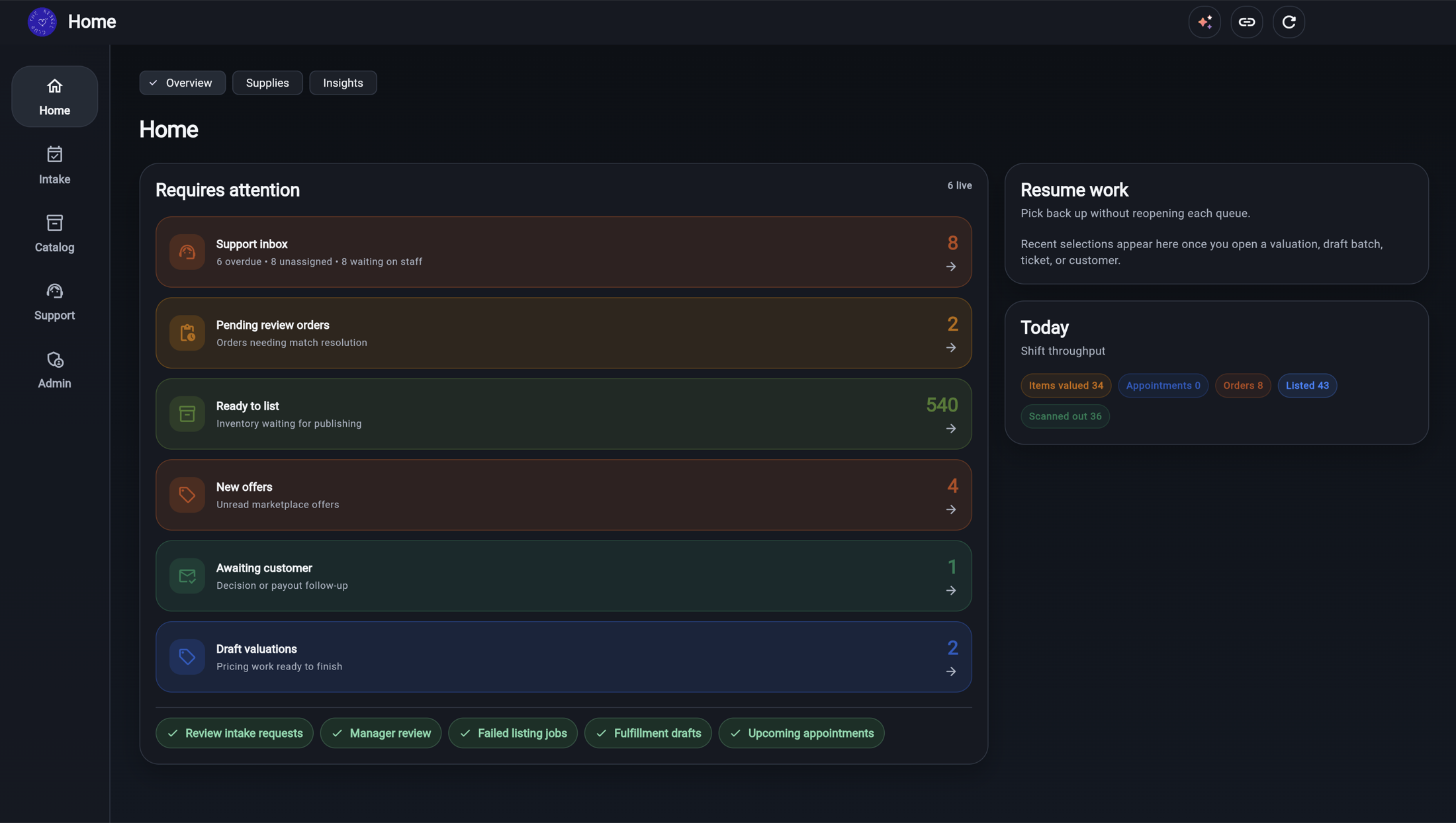 Custom software built by Evans Automations for The Resell Club, bringing inventory, orders, and customer support together
